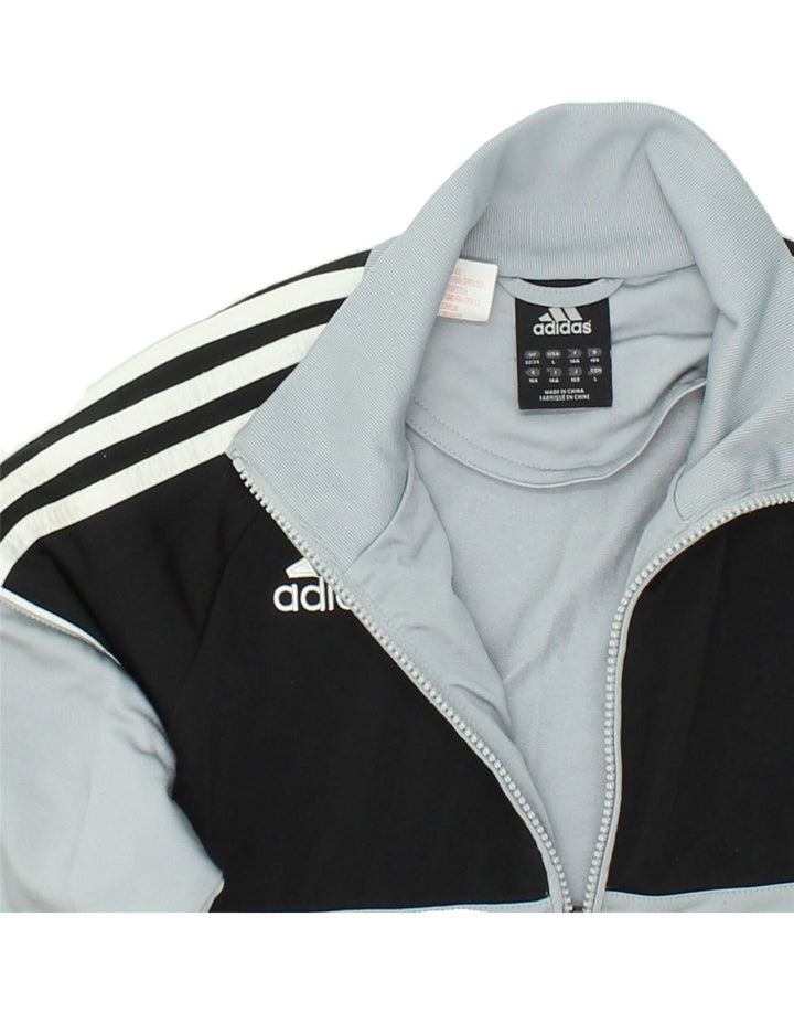 ADIDAS Boys Tracksuit Top Jacket 13-14 Years Blue Colourblock Polyester Vintage Adidas and Second-Hand Adidas from Messina Hembry 
