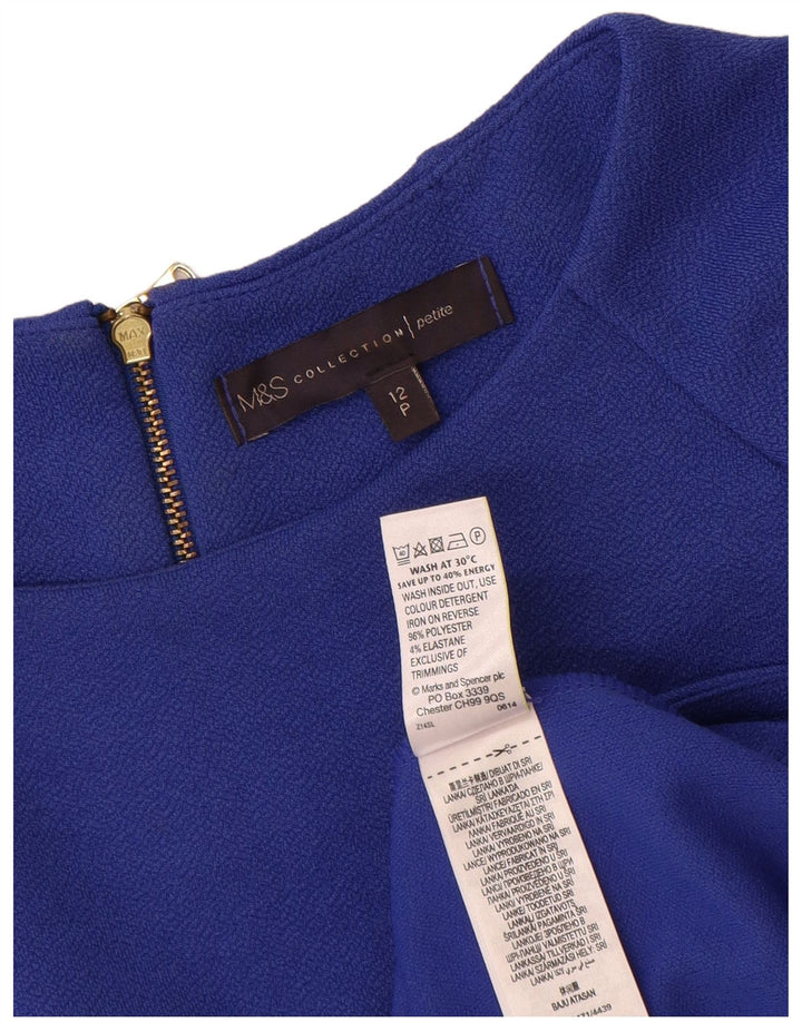Marks & Spencer Damska Petite Sukienka Z Rękawem 3/4 UK 12 Średni Niebieski