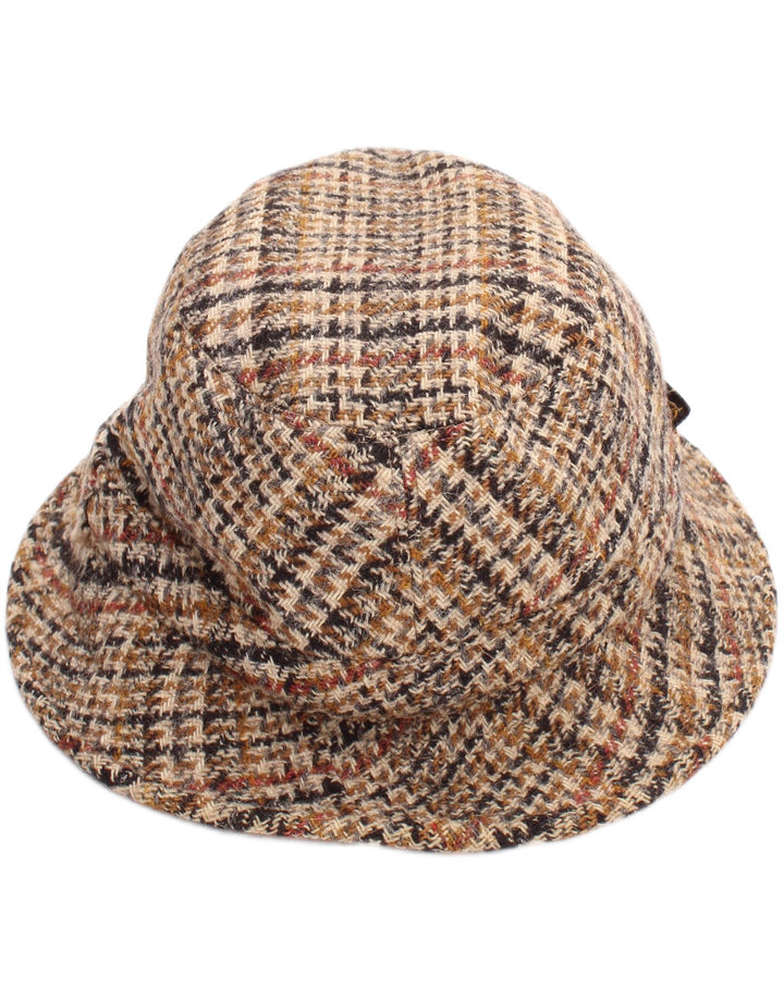 Vintage męski kapelusz typu Bucket, duży, beżowy, klasyczny w pepitkę