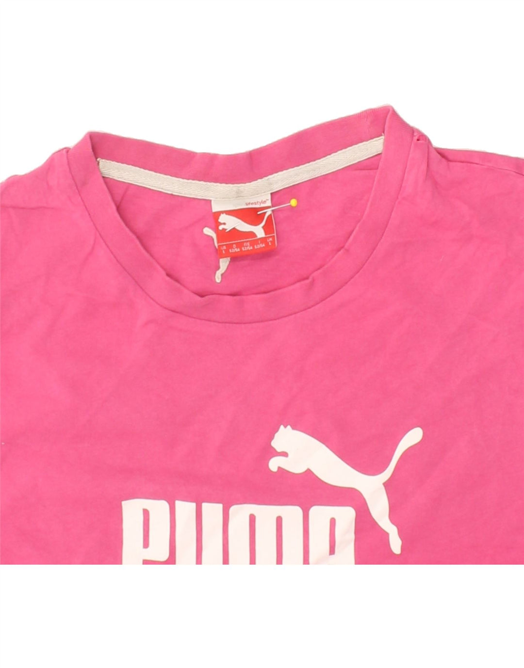 PUMA Mens Graphic T-Shirt Top Large Pink Cotton Vintage Puma and Second-Hand Puma from Messina Hembry 