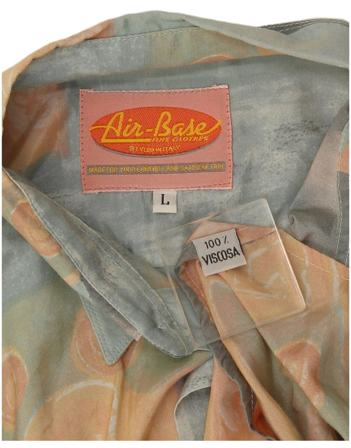 Męska koszula z krótkim rękawem w stylu vintage, abstrakcyjny wzór, duża, wielobarwna
