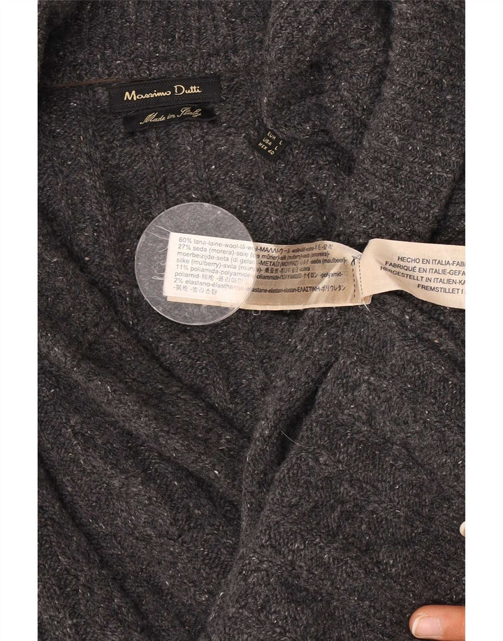 Męski sweter rozpinany Massimo Dutti, duży, szary, wełniany