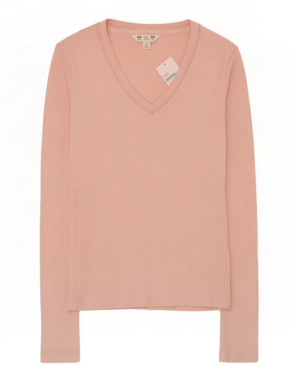 Marks & Spencer Damski top z długim rękawem, UK 4 XS, różowy, bawełniany