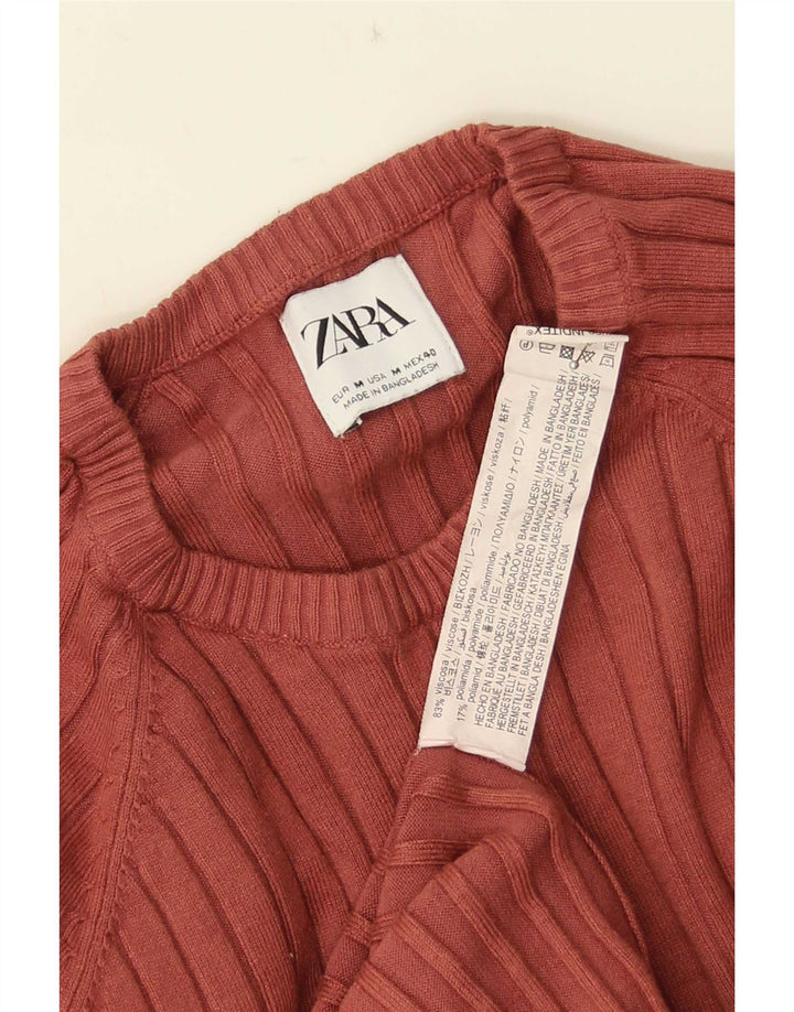 Męski sweter z okrągłym dekoltem Zara, średniobrązowa wiskoza