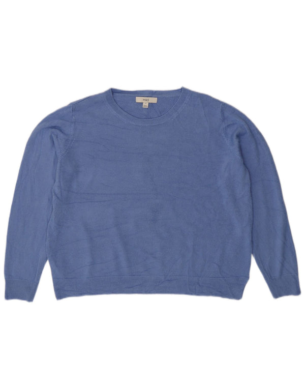 Marks & Spencer Damski sweter o luźnym kroju z dekoltem w łódkę, UK 18 XL, niebieski