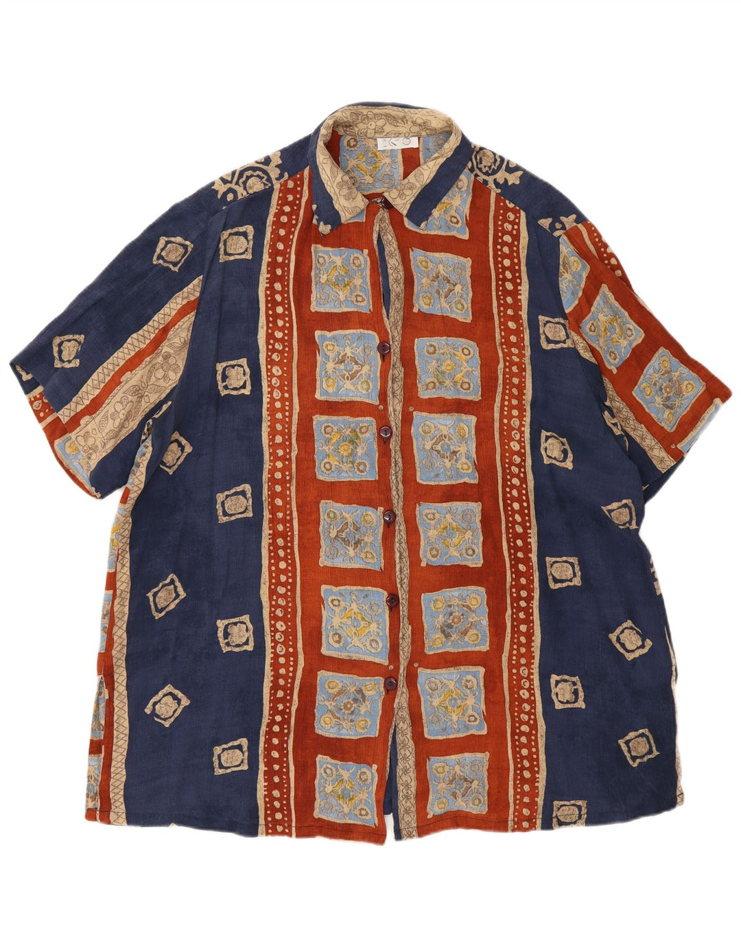 Damska koszula oversize w stylu vintage EU 46 XL, wielokolorowa, geometryczna