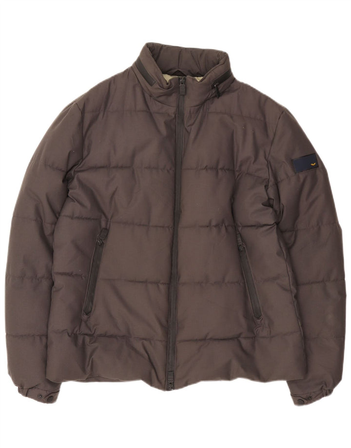 Męska ocieplana kurtka z kapturem Armata Di Mare UK 40, duża, szary poliester