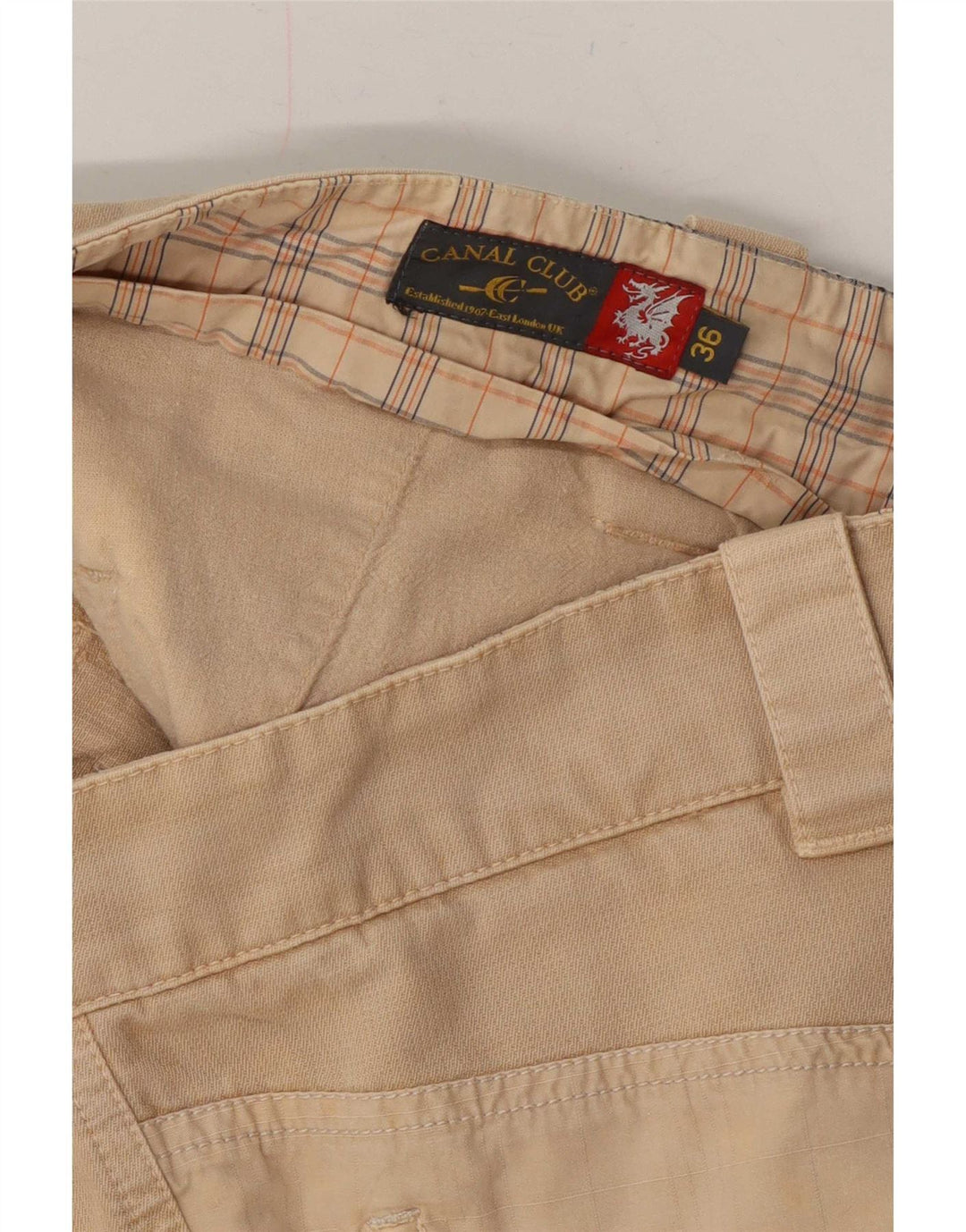 Męskie spodenki chino w stylu vintage, graficzne W36, duże, beżowe
