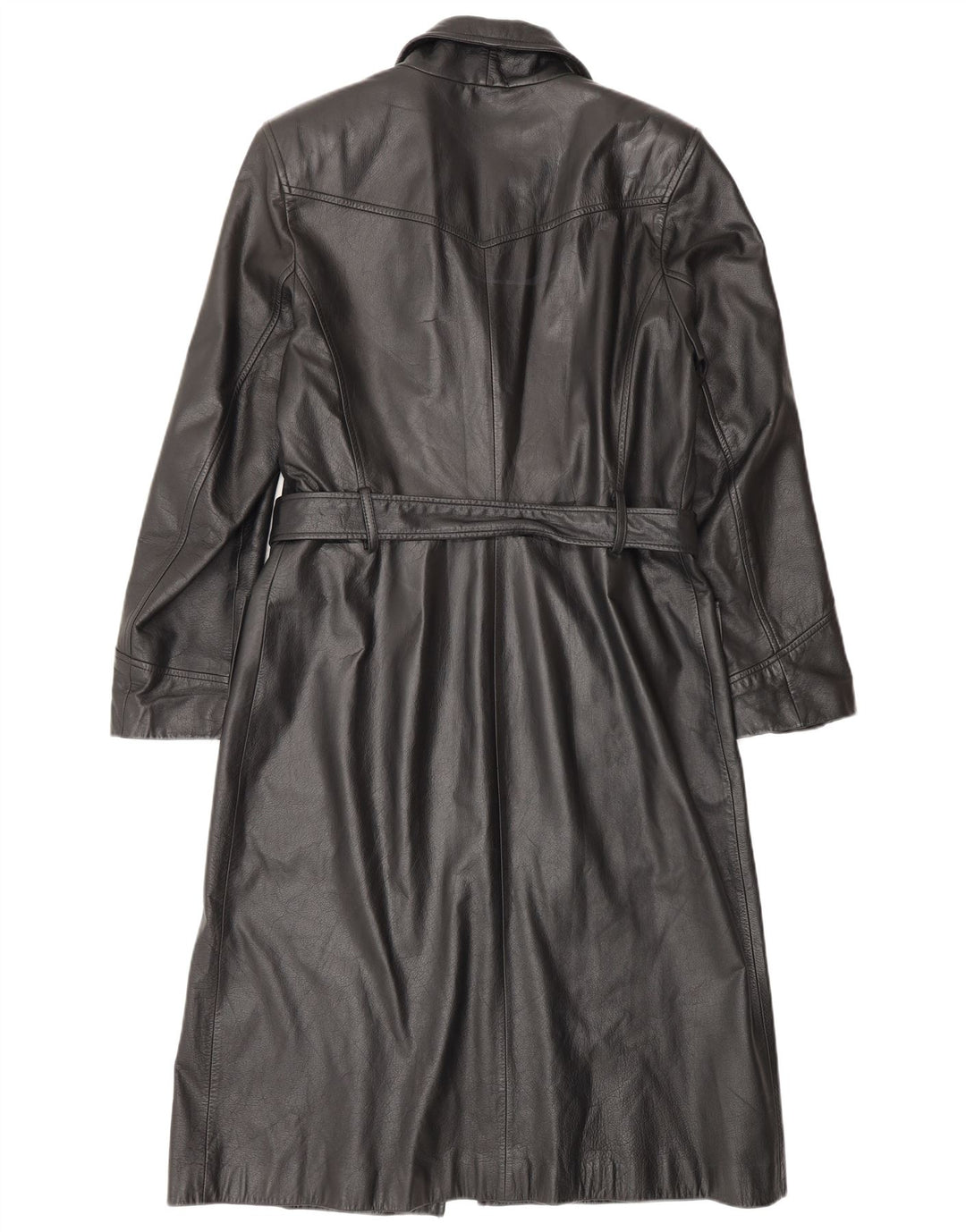 HENNES Damski płaszcz skórzany EU 42, duży, czarny, skórzany