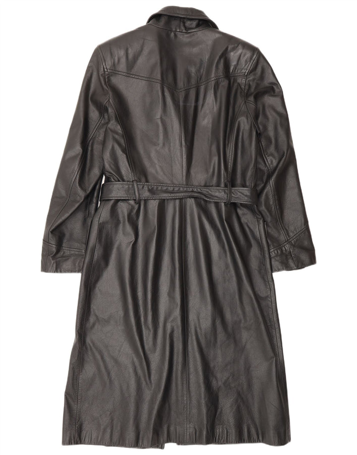 HENNES Damski płaszcz skórzany EU 42, duży, czarny, skórzany