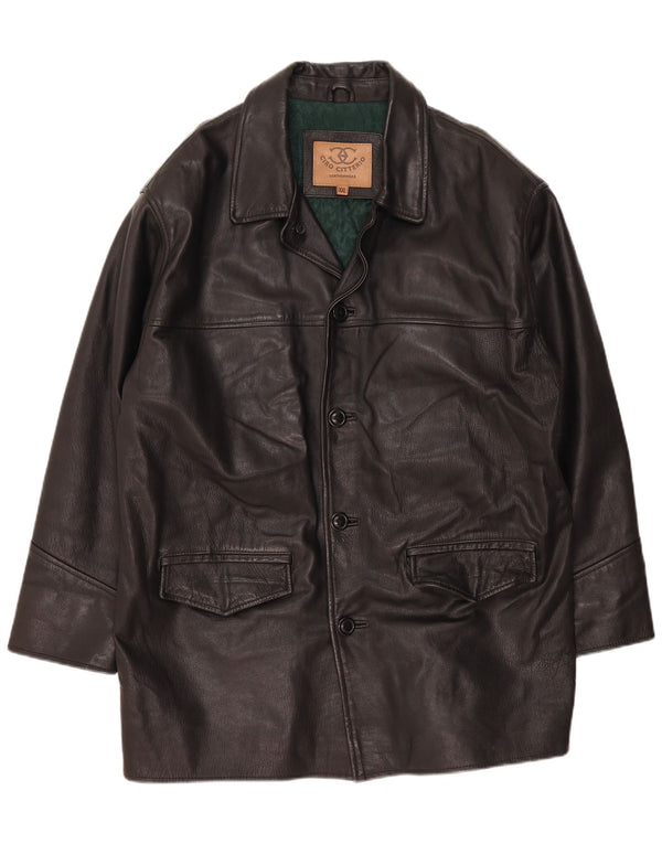 Ciro Citterio Męski płaszcz skórzany UK 44 2XL Czarne skórzane komiksy