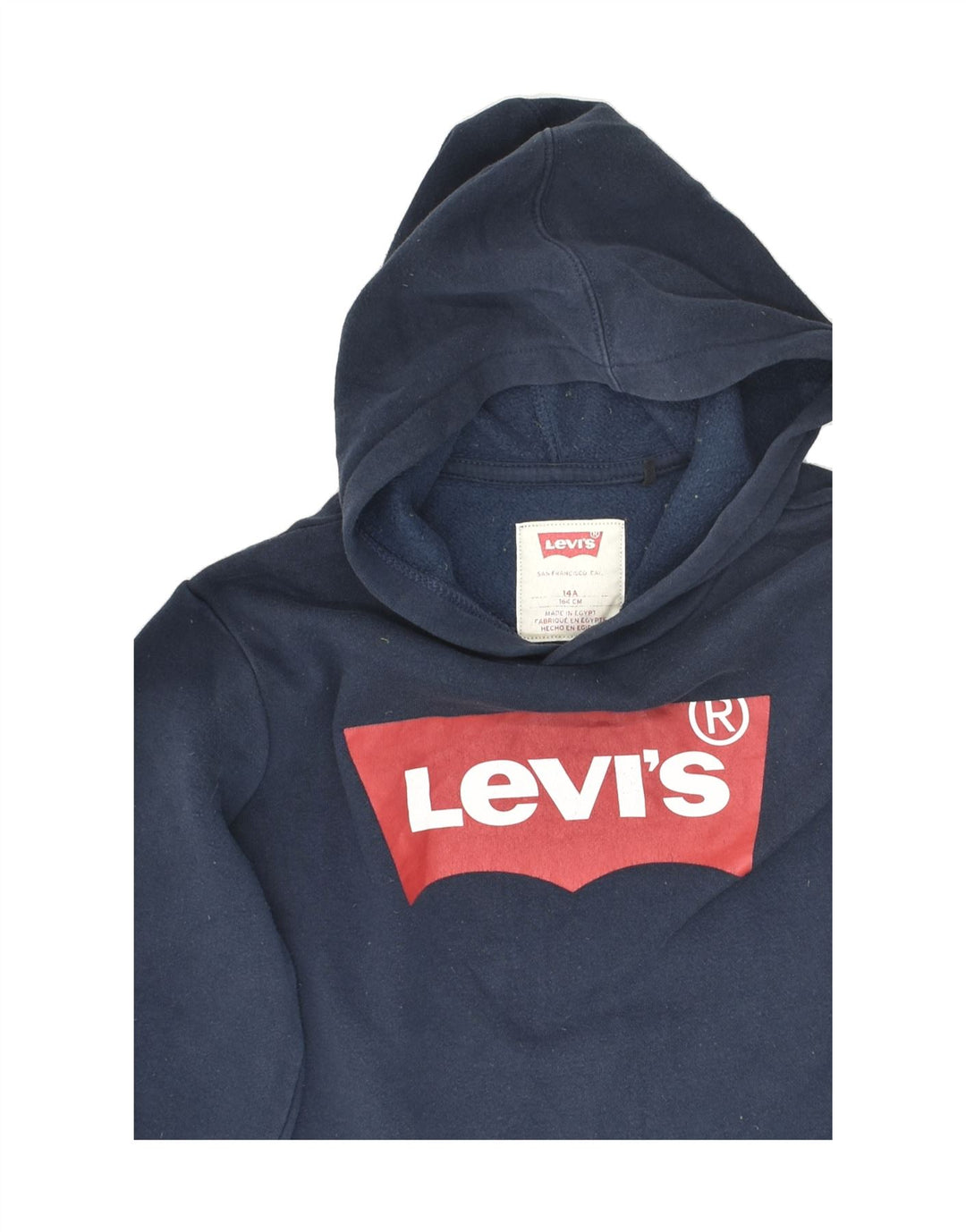 LEVI'S Boys Graphic Hoodie Jumper 13-14 Years Navy Blue Cotton | Vintage Levi's | Thrift | Second-Hand Levi's | Used Clothing | Messina Hembry 