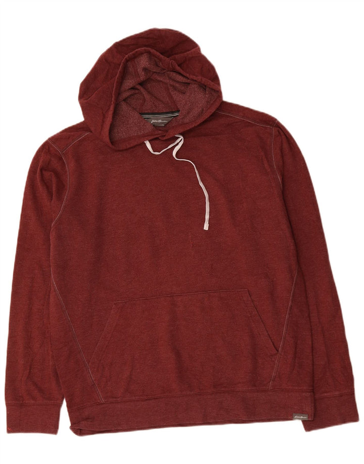 Męski sweter z kapturem EDDIE BAUER, średniej wielkości bordowa bawełna