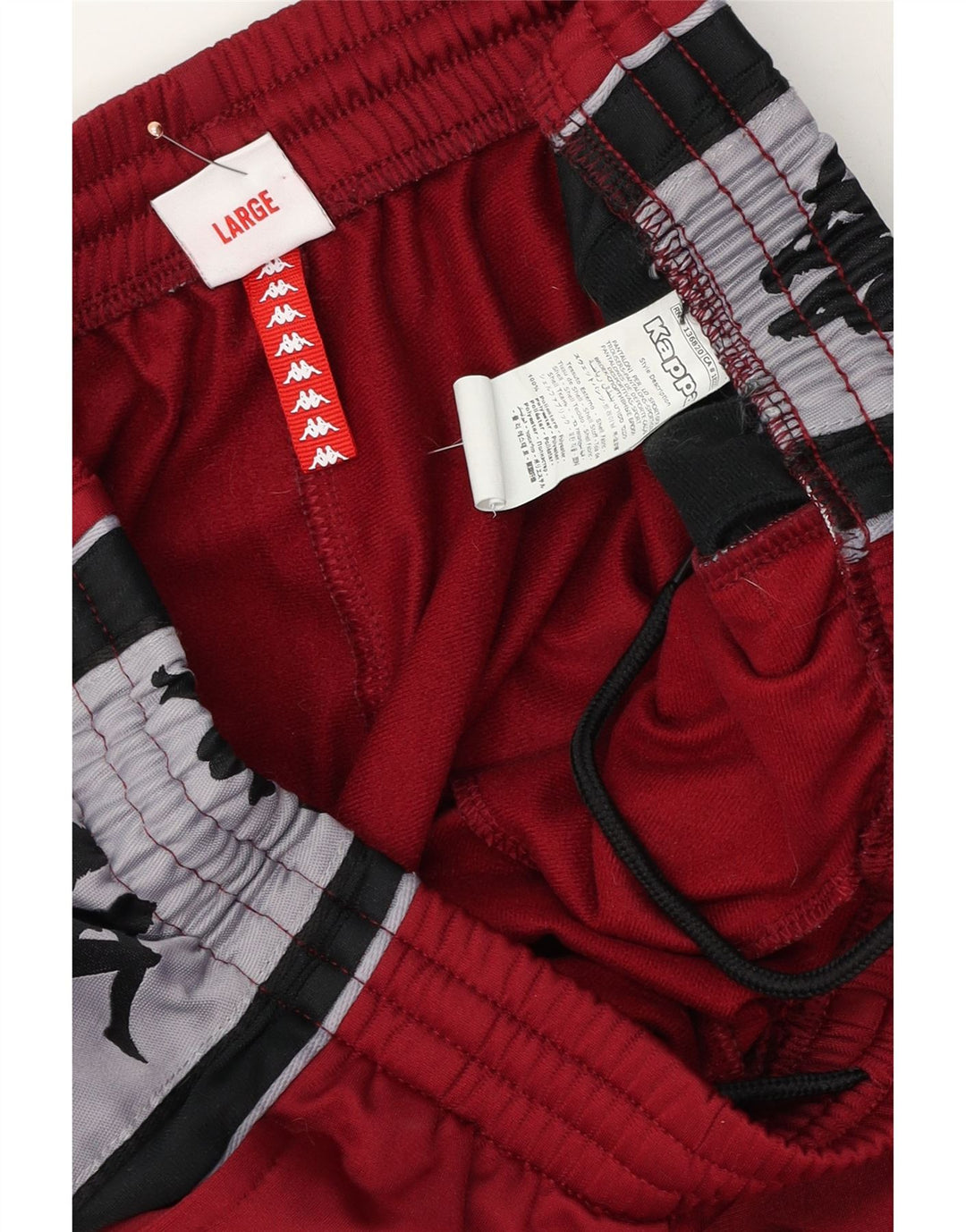 Męskie spodnie dresowe Kappa z grafiką, duży, bordowy poliester z blokami kolorów