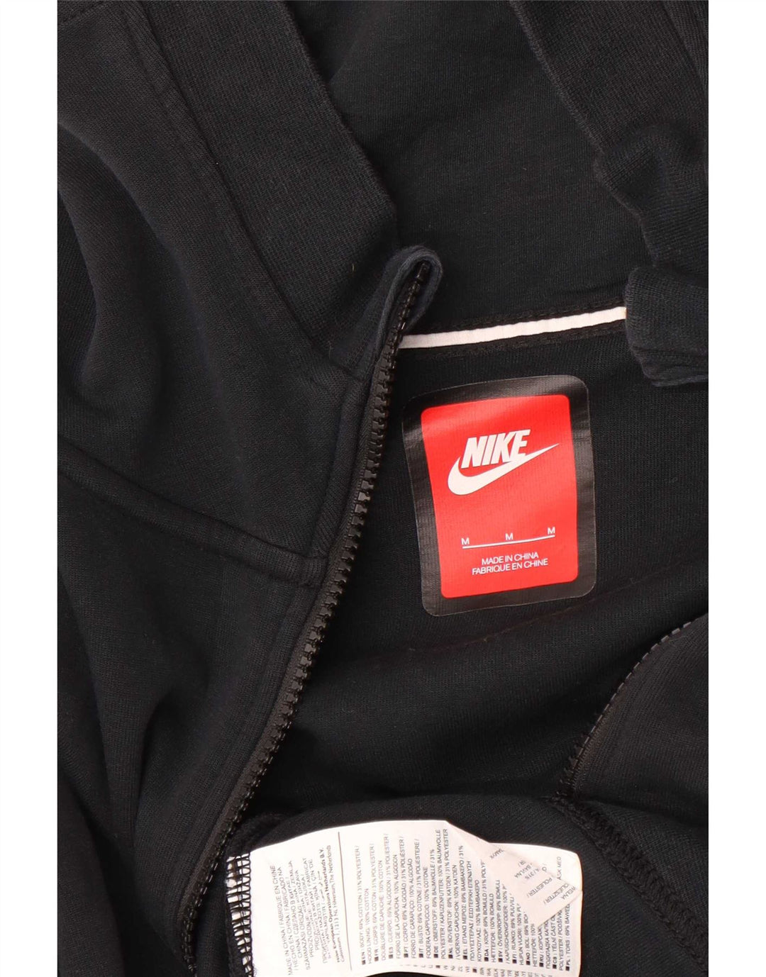 Męski sweter z kapturem i zamkiem błyskawicznym Nike, średni czarny, bawełniany