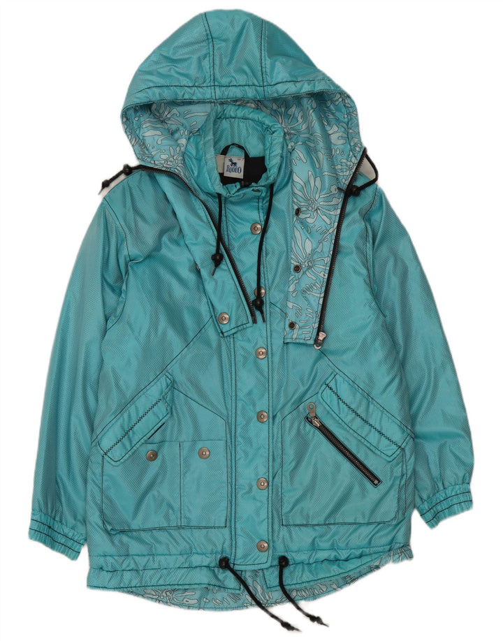 Damski płaszcz wiatrówka Rodeo z kapturem, oversize IT 36 XS, niebieski