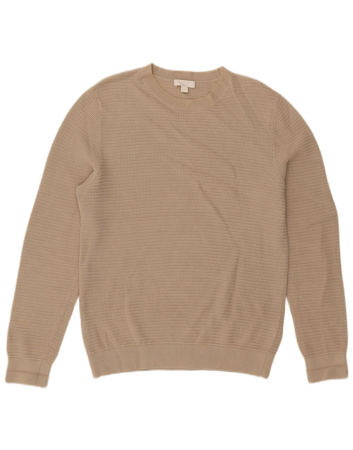 Cos Męski sweter z dekoltem w łódkę, mały, beżowy, bawełniany