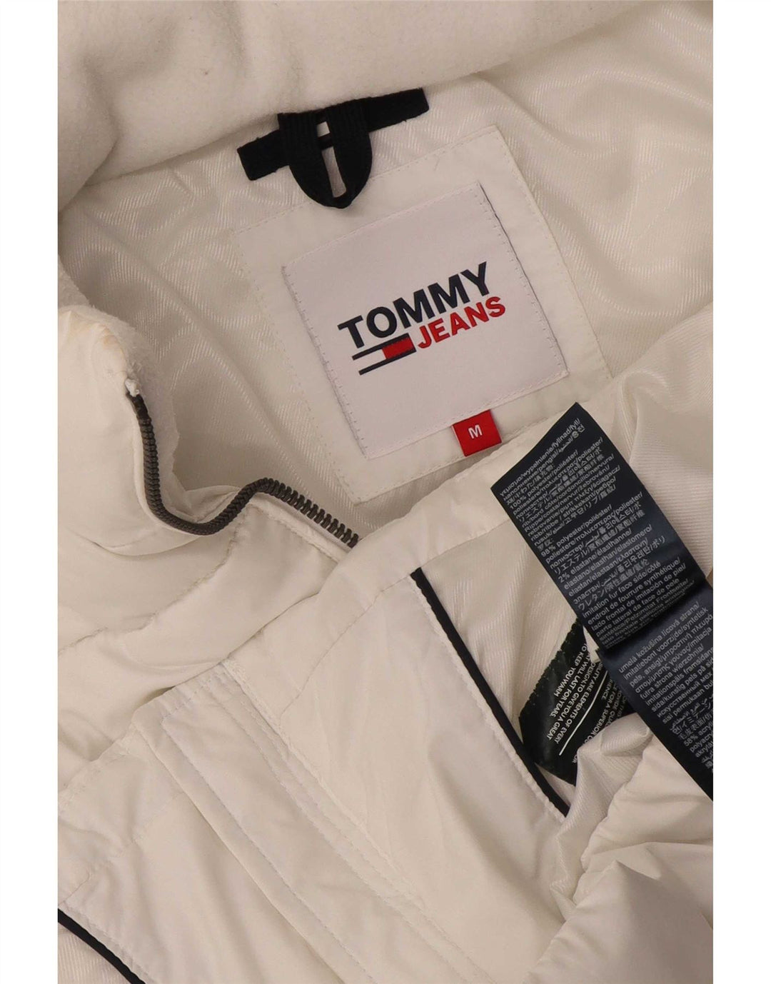 Damska ocieplana kurtka z kapturem Tommy Hilfiger UK 14, średni biały poliester