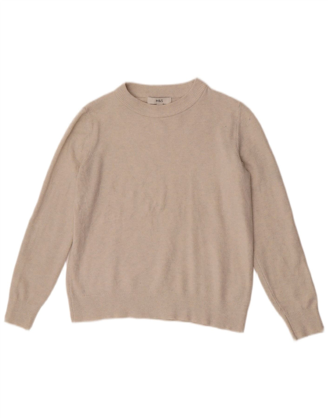 Marks & Spencer Damski sweter z dekoltem w łódkę, UK 10, mały, beżowy poliester