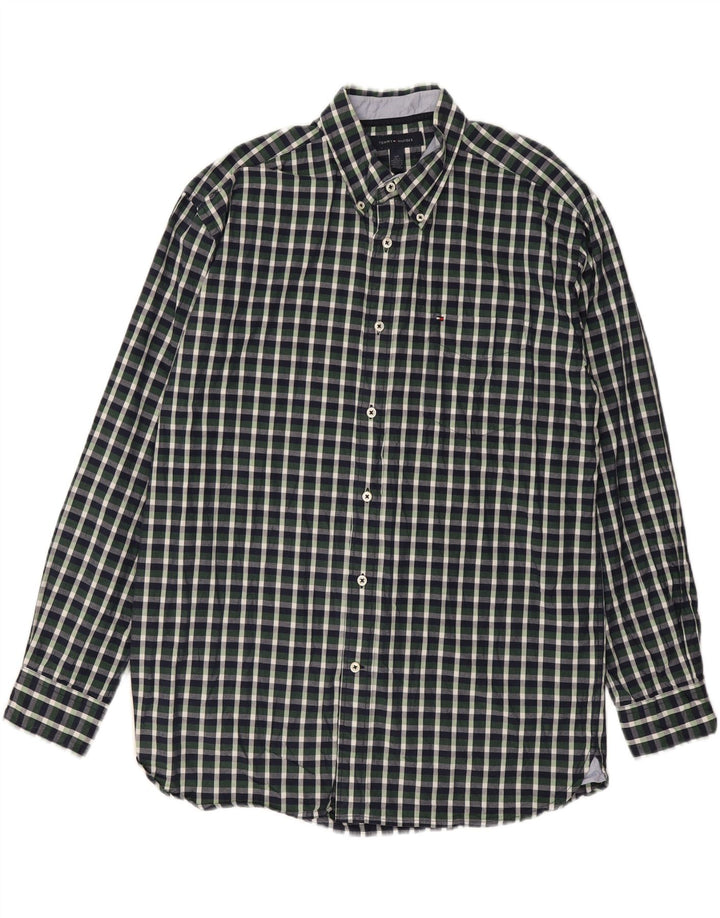 TOMMY HILFIGER Mens Shirt Large Green Check Vintage Tommy Hilfiger and Second-Hand Tommy Hilfiger from Messina Hembry 