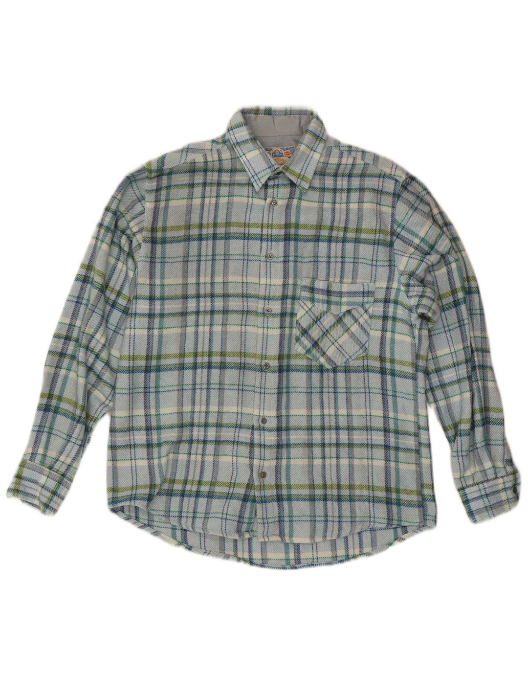 Vintage męska koszula flanelowa drwal, średnia niebieska kratka