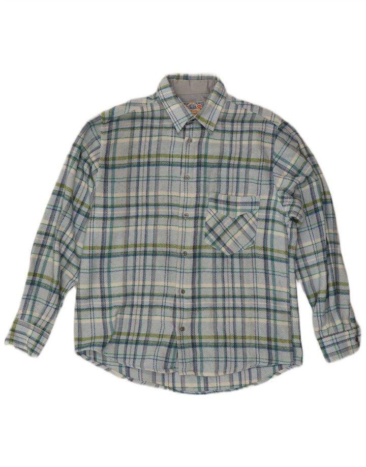 Vintage męska koszula flanelowa drwal, średnia niebieska kratka