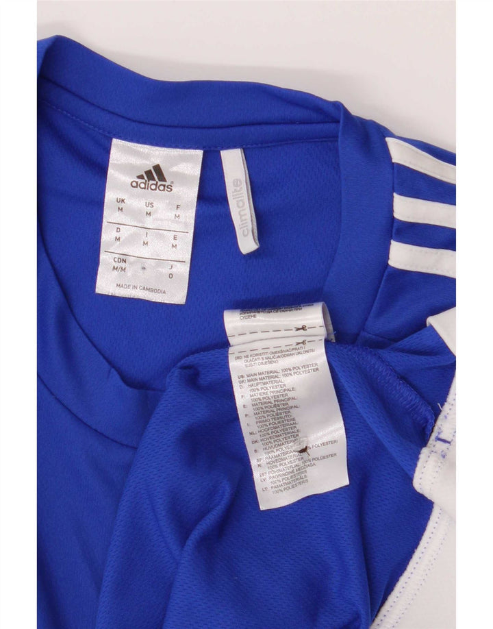 Adidas Męska koszulka Climalite Top, średni niebieski poliester z blokami kolorów
