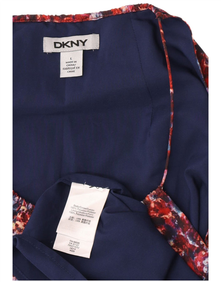 Damska sukienka bez rękawów Dkny z abstrakcyjnym wzorem UK 14, duża czerwona