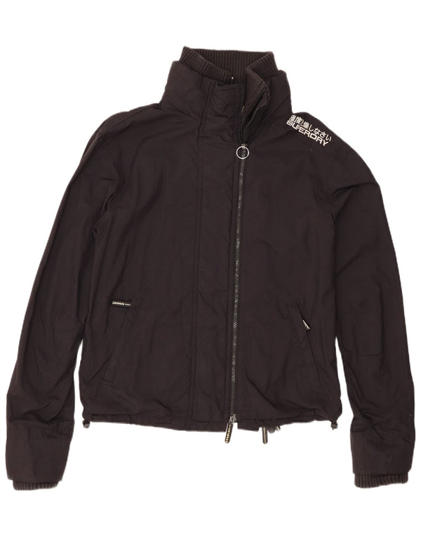 Damska kurtka przeciwdeszczowa Superdry UK 14, średni czarny nylon