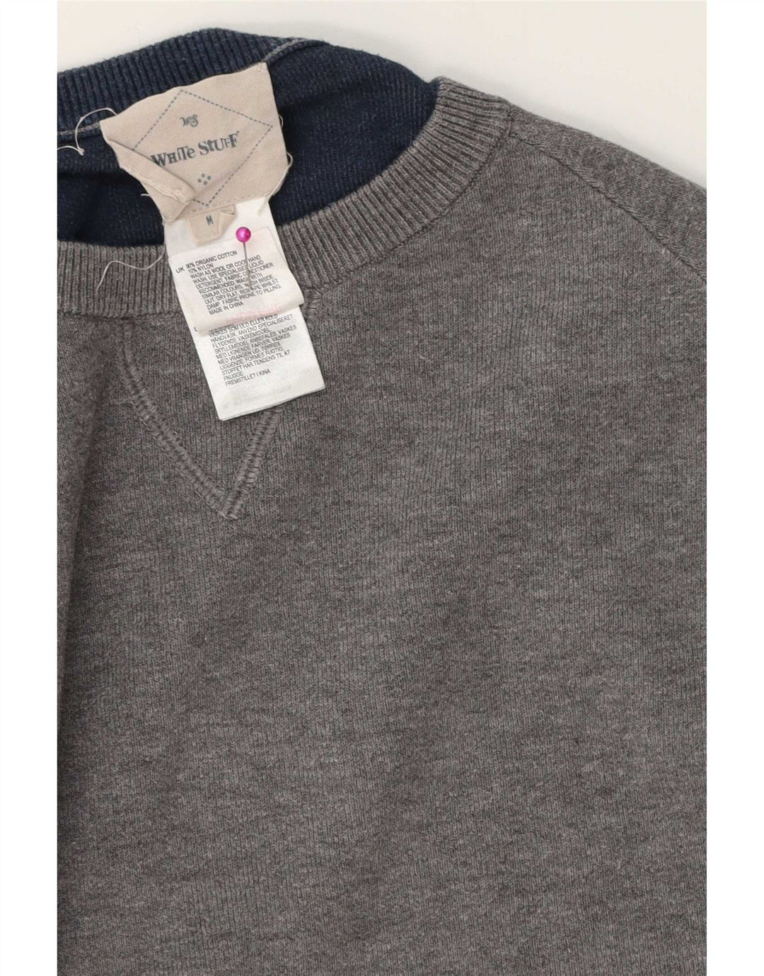 Męski sweter z okrągłym dekoltem White Stuff, średnioszary, bawełniany