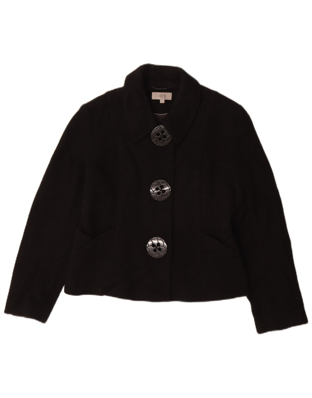 Krótki płaszcz damski Marks & Spencer UK 14, średni czarny wiskoza