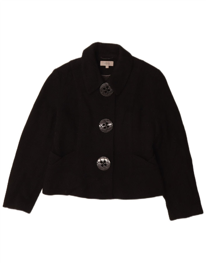 Krótki płaszcz damski Marks & Spencer UK 14, średni czarny wiskoza