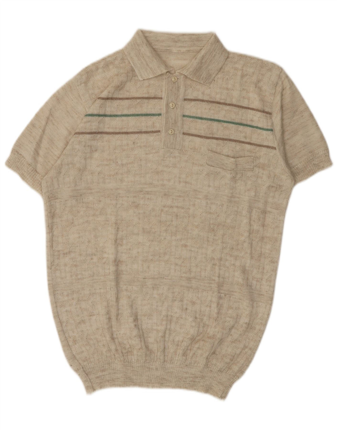 Męska koszulka polo w stylu vintage, w średnie beżowe paski