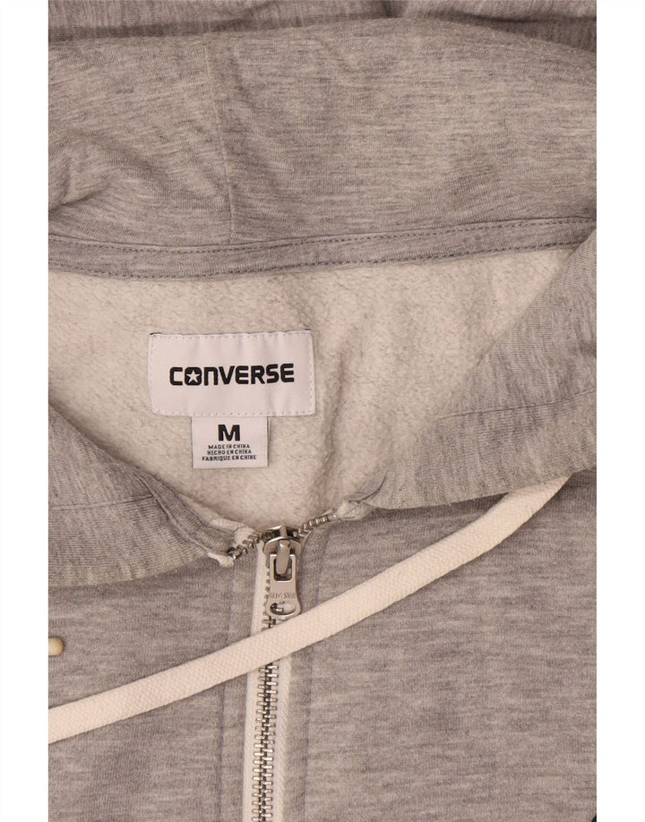 Converse Męski sweter z kapturem i zamkiem błyskawicznym, średnioszary, bawełniany