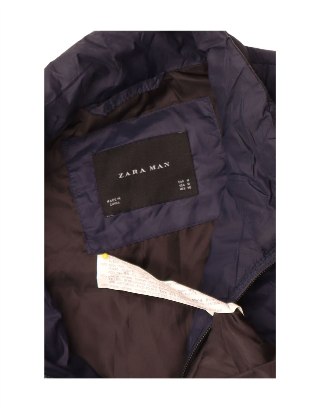 Męska wyściełana kamizelka Zara UK 38 Średni granatowy nylon