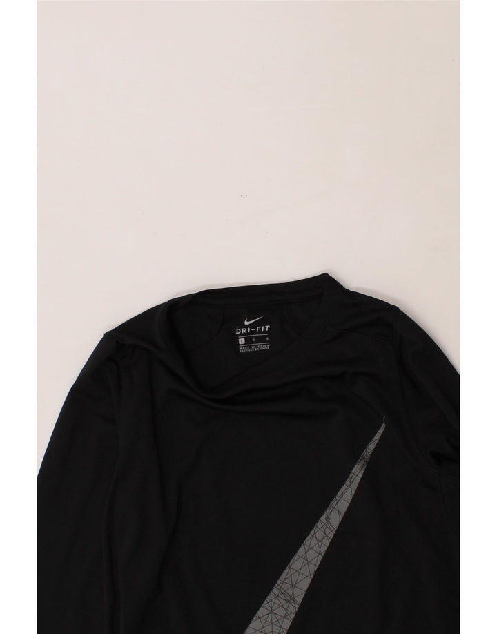 NIKE Womens Dri Fit Graphic Top Long Sleeve UK 14 Large Black Polyester Vintage Nike and Second-Hand Nike from Messina Hembry 