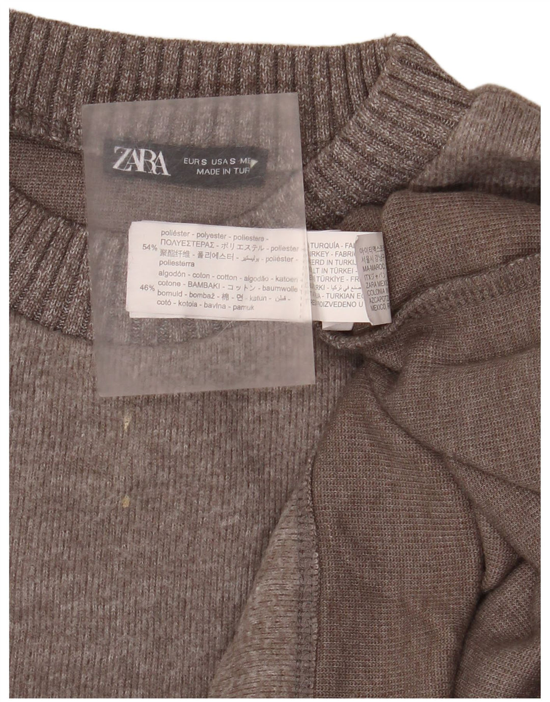 Damski sweter oversize Zara z okrągłym dekoltem UK 10, mały, szary poliester