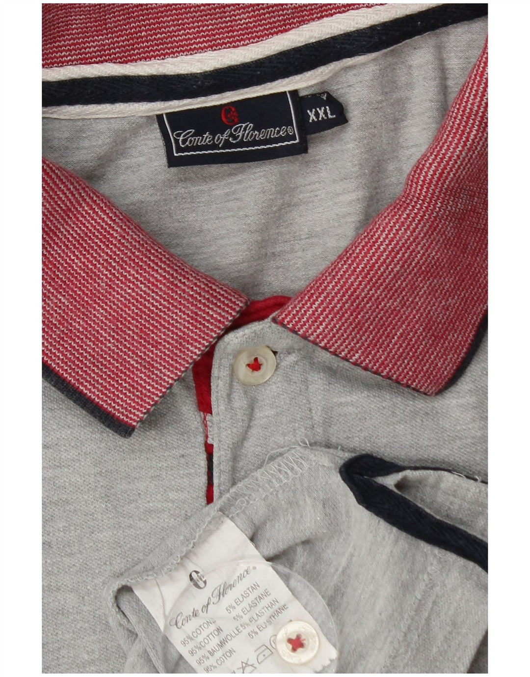 Męska koszulka polo CONTE OF FLORENCE 2XL, szara, bawełniana