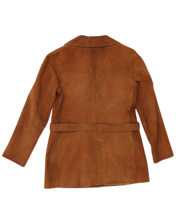 Zamszowa kurtka damska Vintage UK 12 Średni brąz