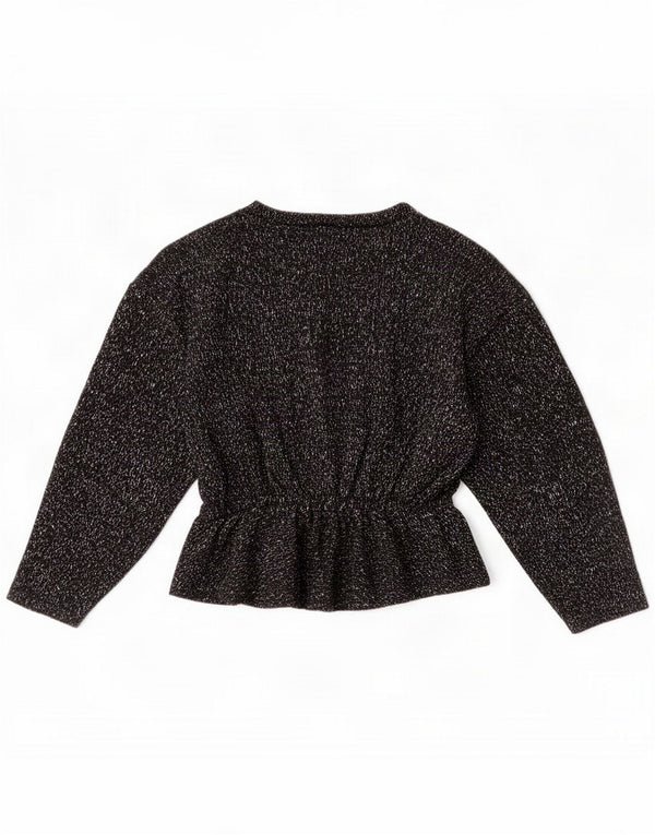 Vintage damski sweter z dekoltem w łódkę UK 14 średni czarny nakrapiany