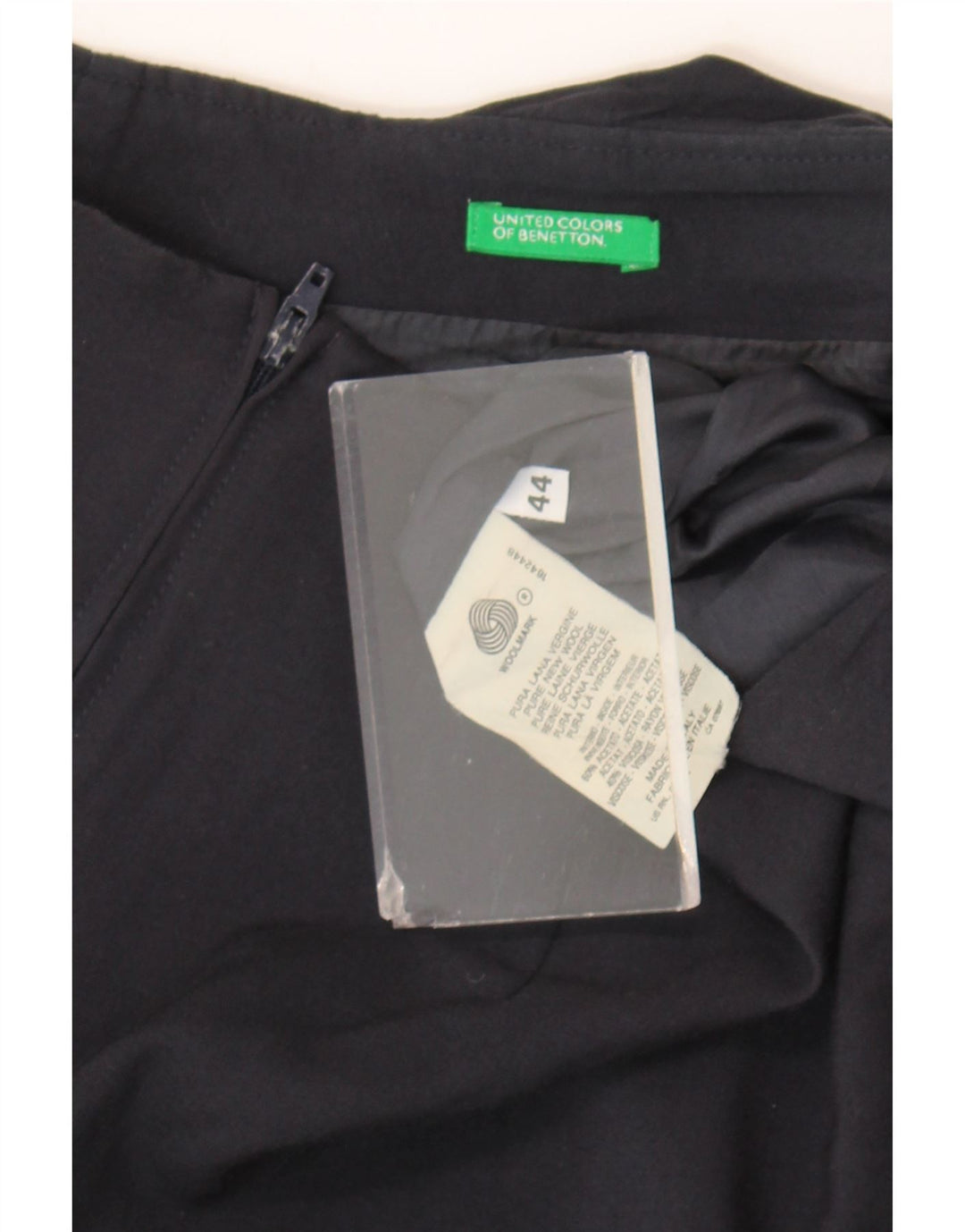 Spódnica mini damska Benetton IT 44 Medium W28 Granatowa wełna dziewicza