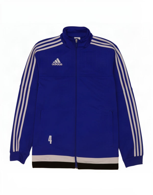 Adidas Męska bluza dresowa z grafiką, średnia niebieska, poliester z blokami kolorów