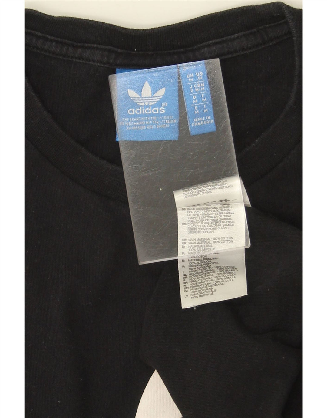 ADIDAS Mens Graphic T-Shirt Top Medium Black Cotton