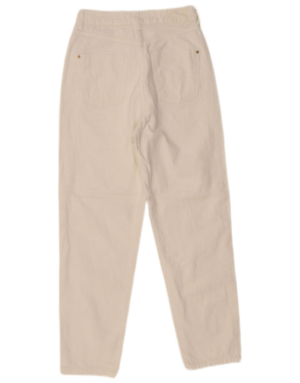 Zara Womens High Rise Tapered Jeans EU 34 2XS W24 L27 White Cotton
