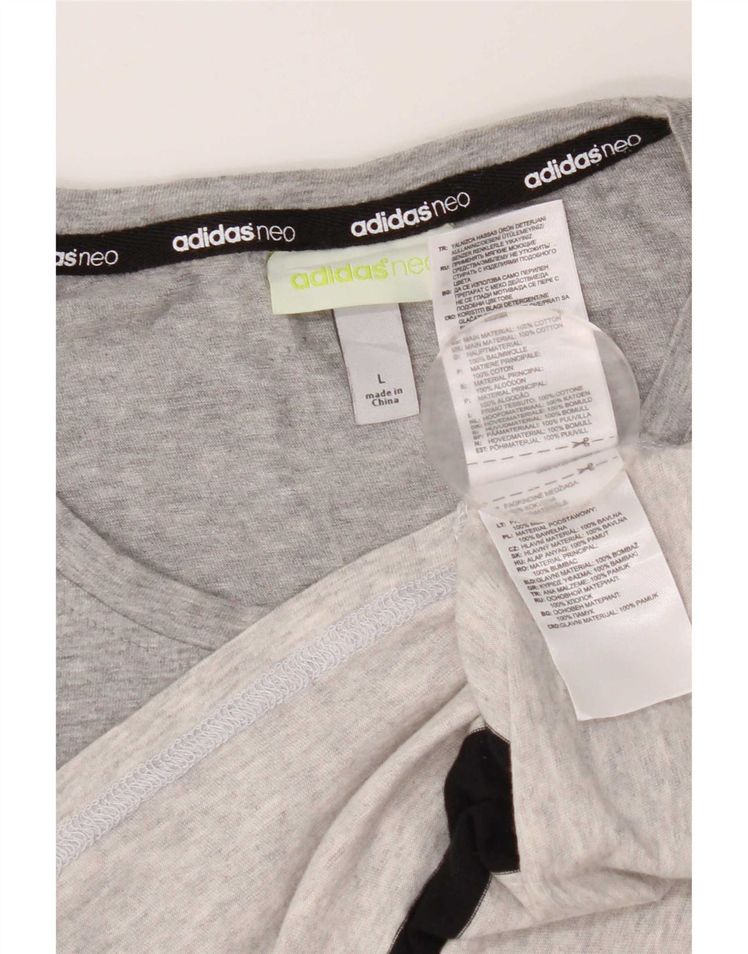 Adidas Męski T-shirt Top Duży Szary Bawełniany Paski