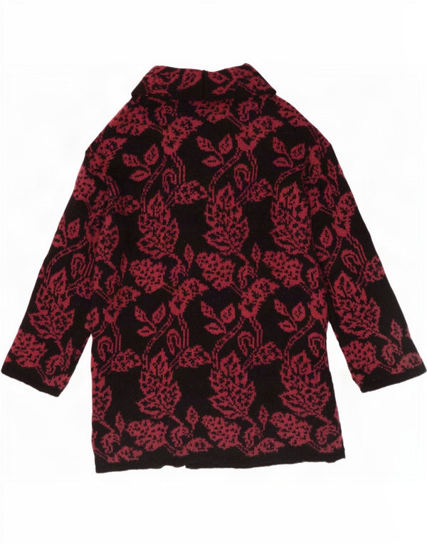 Damski sweter rozpinany Laura Ashley o długim kroju UK 10, mały, czarny w kwiaty