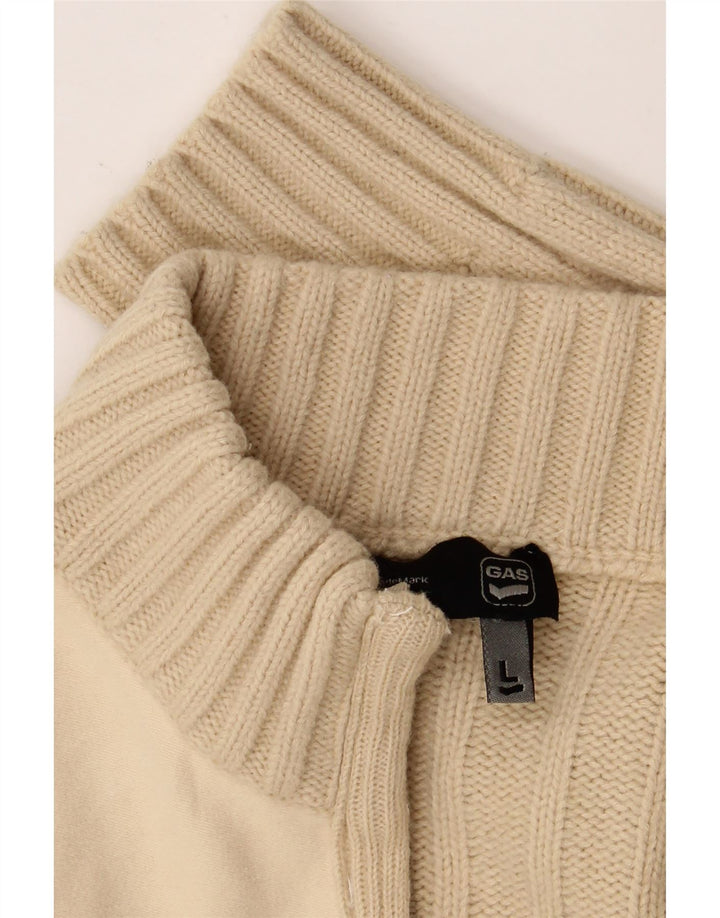 Sweter damski Gas Cardigan UK 16, duży, beżowy, wełniany