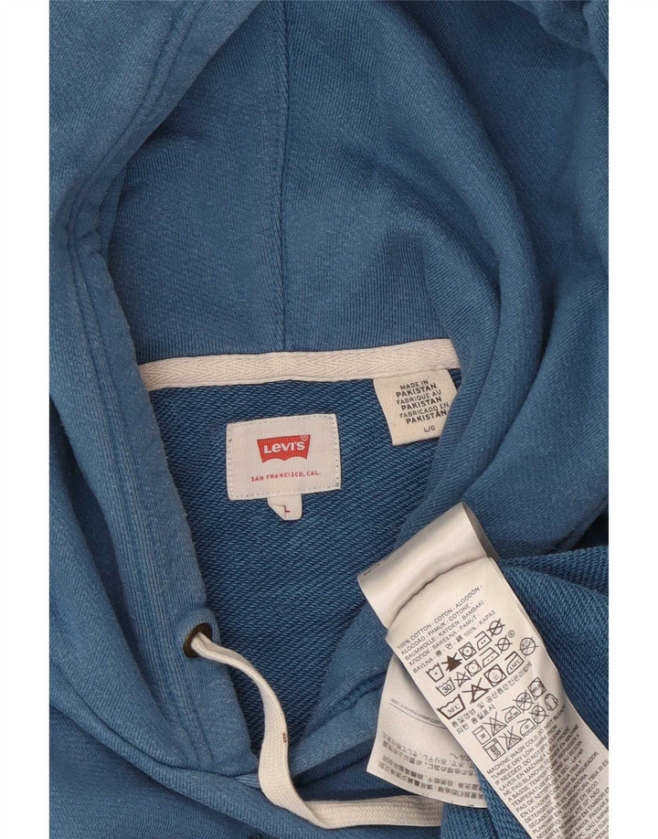 Męski sweter z kapturem i grafiką Levi's, duży, niebieski, bawełniany