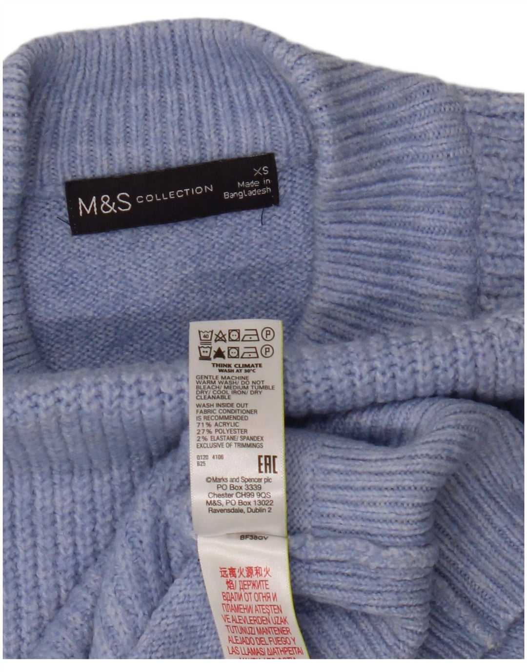 Marks & Spencer Damski sweter oversize z golfem UK 6 XS Niebieski