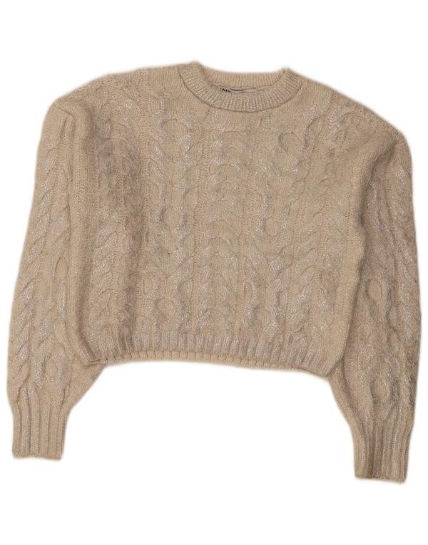Sweter damski Zara z okrągłym dekoltem, UK 14, średni beż